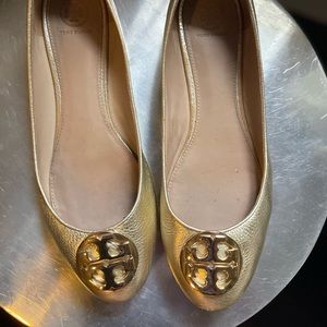 Tory Burch gold shoes